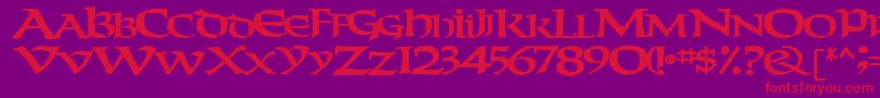 フォントWeekendertype123Bold – 紫の背景に赤い文字