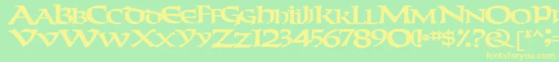 フォントWeekendertype123Bold – 黄色の文字が緑の背景にあります