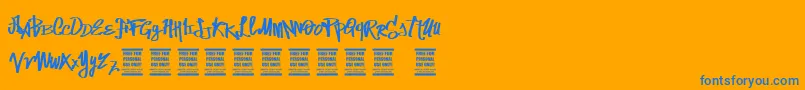 VtksStreetVision Font – Blue Fonts on Orange Background