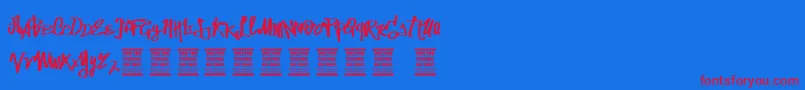 VtksStreetVision Font – Red Fonts on Blue Background