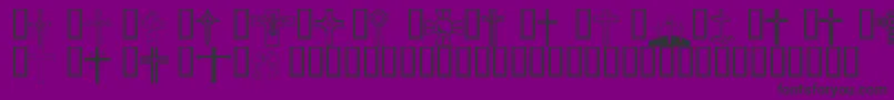 Wmcrosses1-Schriftart – Schwarze Schriften auf violettem Hintergrund