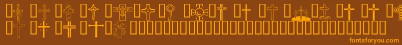Weitere Informationen zur Wmcrosses1-Schriftart Wmcrosses1-Schriftart – Orangefarbene Schriften auf braunem Hintergrund