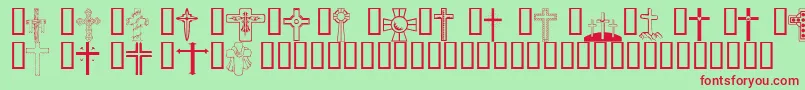 Wmcrosses1 Font – Red Fonts on Green Background