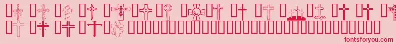 Wmcrosses1-Schriftart – Rote Schriften auf rosa Hintergrund