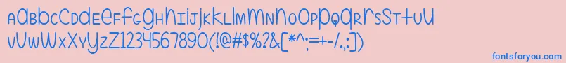 ALittleMixedUp-Schriftart – Blaue Schriften auf rosa Hintergrund
