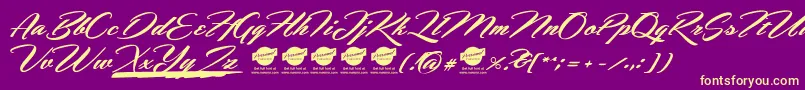 Weitere Informationen zur HemmetPersonalUseOnly-Schriftart HemmetPersonalUseOnly-Schriftart – Gelbe Schriften auf violettem Hintergrund