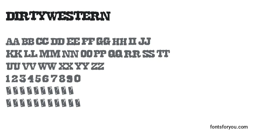 Fuente Dirtywestern - alfabeto, números, caracteres especiales