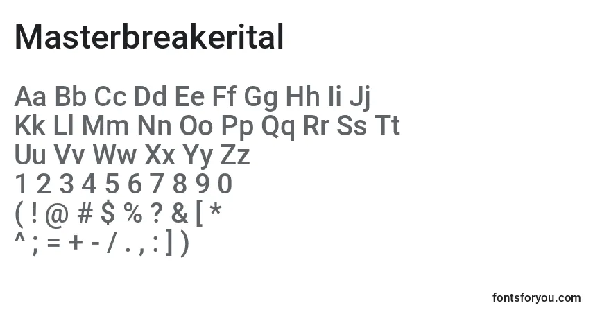 Masterbreakerital Font – alphabet, numbers, special characters