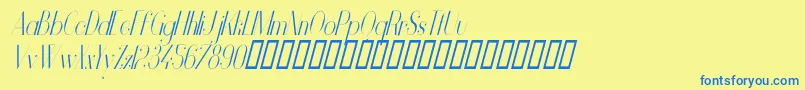 VanityLightNarrowItalic Font – Blue Fonts on Yellow Background