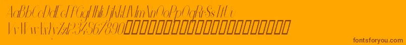 VanityLightNarrowItalic-Schriftart – Braune Schriften auf orangefarbenem Hintergrund