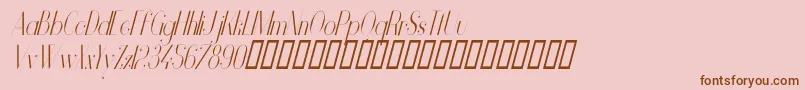 VanityLightNarrowItalic-Schriftart – Braune Schriften auf rosa Hintergrund