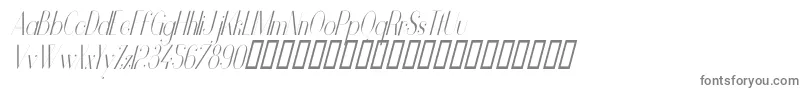VanityLightNarrowItalic-fontti – harmaat kirjasimet valkoisella taustalla