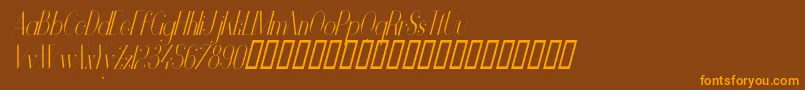 VanityLightNarrowItalic Font – Orange Fonts on Brown Background