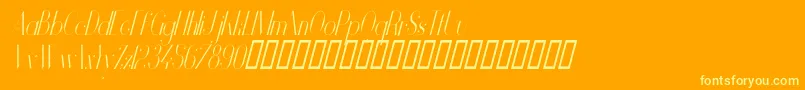 Fonte VanityLightNarrowItalic – fontes amarelas em um fundo laranja