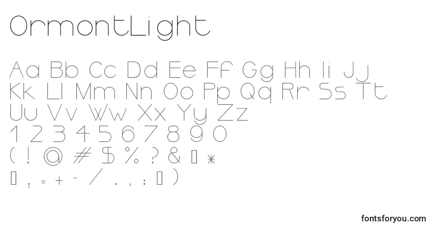 Шрифт OrmontLight (45669) – алфавит, цифры, специальные символы