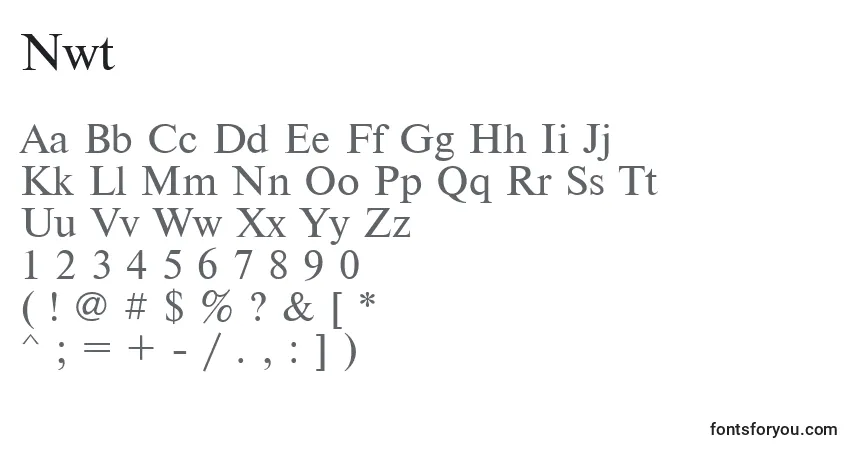 Schriftart Nwt – Alphabet, Zahlen, spezielle Symbole