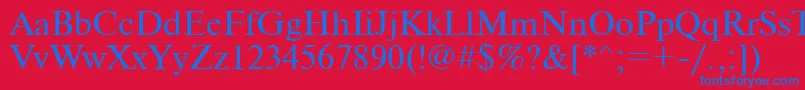 Nwt-Schriftart – Blaue Schriften auf rotem Hintergrund