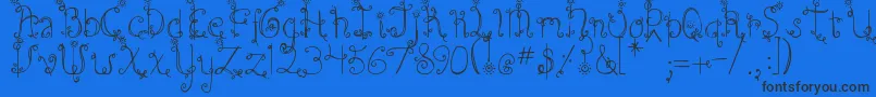 DjbEmilysGarden Font – Black Fonts on Blue Background