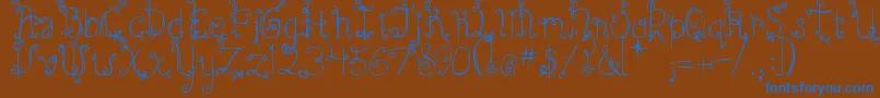 DjbEmilysGarden Font – Blue Fonts on Brown Background