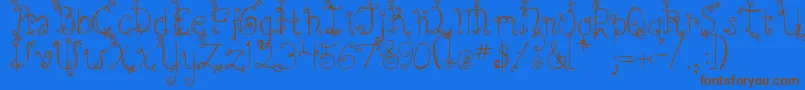 DjbEmilysGarden Font – Brown Fonts on Blue Background