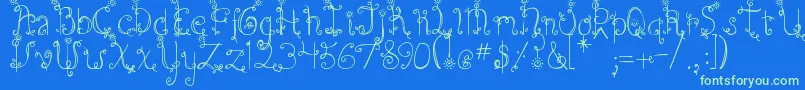 DjbEmilysGarden Font – Green Fonts on Blue Background