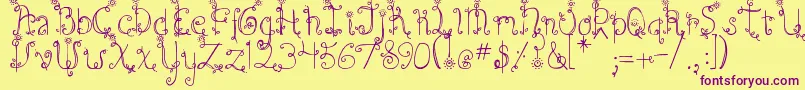 DjbEmilysGarden-Schriftart – Violette Schriften auf gelbem Hintergrund