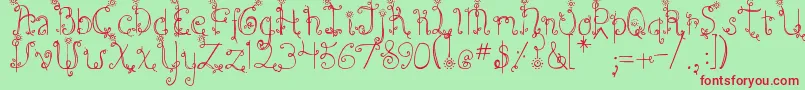 DjbEmilysGarden Font – Red Fonts on Green Background