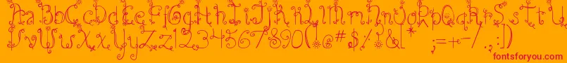 DjbEmilysGarden Font – Red Fonts on Orange Background