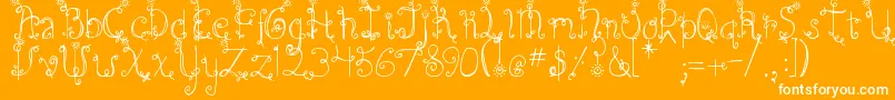 DjbEmilysGarden-Schriftart – Weiße Schriften auf orangefarbenem Hintergrund