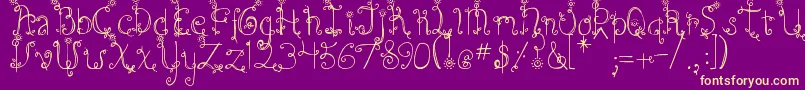 DjbEmilysGarden Font – Yellow Fonts on Purple Background