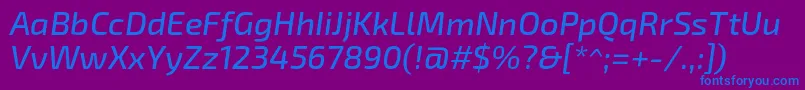 Шрифт Exo2Mediumitalic – синие шрифты на фиолетовом фоне