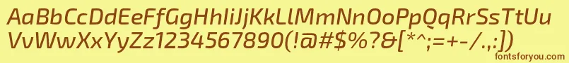 フォントExo2Mediumitalic – 茶色の文字が黄色の背景にあります。