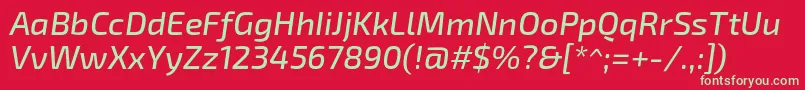 Fonte Exo2Mediumitalic – fontes verdes em um fundo vermelho