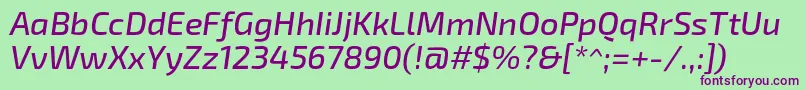 Exo2Mediumitalic Font – Purple Fonts on Green Background