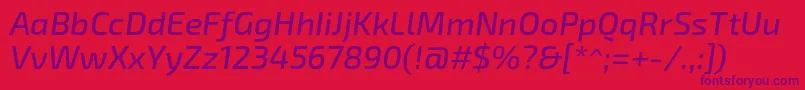 Exo2Mediumitalic-Schriftart – Violette Schriften auf rotem Hintergrund