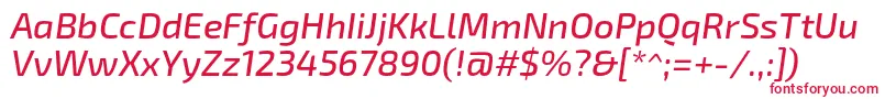 フォントExo2Mediumitalic – 白い背景に赤い文字