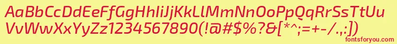 Шрифт Exo2Mediumitalic – красные шрифты на жёлтом фоне
