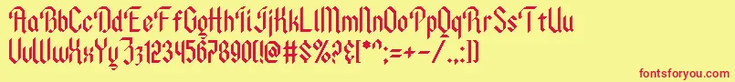 AncientModernTales Font – Red Fonts on Yellow Background