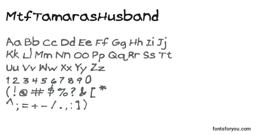Шрифт MtfTamarasHusband – алфавит, цифры, специальные символы