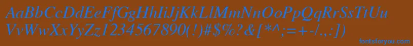 VremyaItalic Font – Blue Fonts on Brown Background