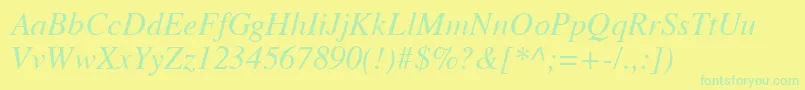 VremyaItalic Font – Green Fonts on Yellow Background