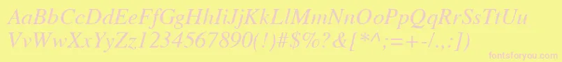 VremyaItalic Font – Pink Fonts on Yellow Background