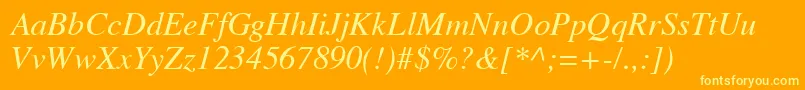 VremyaItalic Font – Yellow Fonts on Orange Background