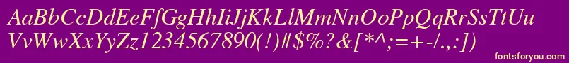 VremyaItalic Font – Yellow Fonts on Purple Background