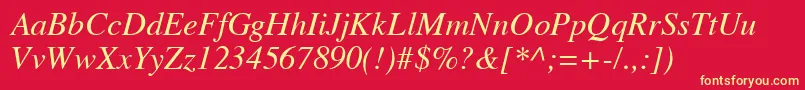 VremyaItalic Font – Yellow Fonts on Red Background