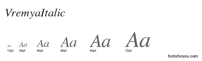 Размеры шрифта VremyaItalic