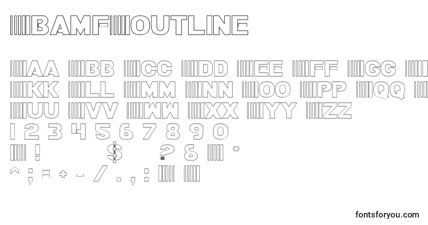 Czcionka BamfOutline – alfabet, cyfry, specjalne znaki
