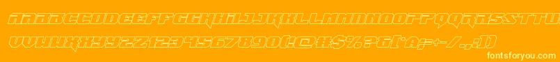 Jumpersoutital-Schriftart – Gelbe Schriften auf orangefarbenem Hintergrund