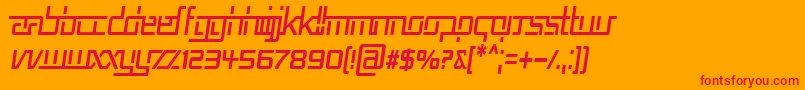 RepublikaVCndItalic-Schriftart – Rote Schriften auf orangefarbenem Hintergrund