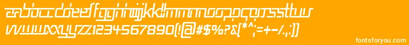 RepublikaVCndItalic-Schriftart – Weiße Schriften auf orangefarbenem Hintergrund